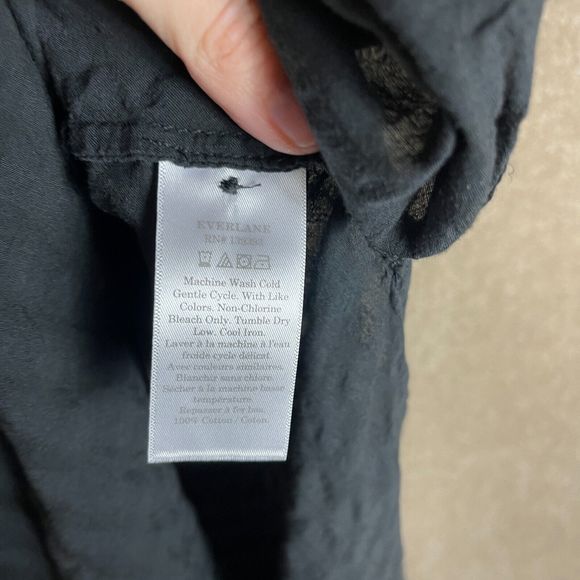 Everlane The Caftan Dress Size Medium M Black Organic Cotton Textured Oversized - Picture 8 of 11